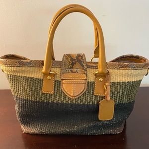Prada Collection Tote Bag Woven with Python Trim